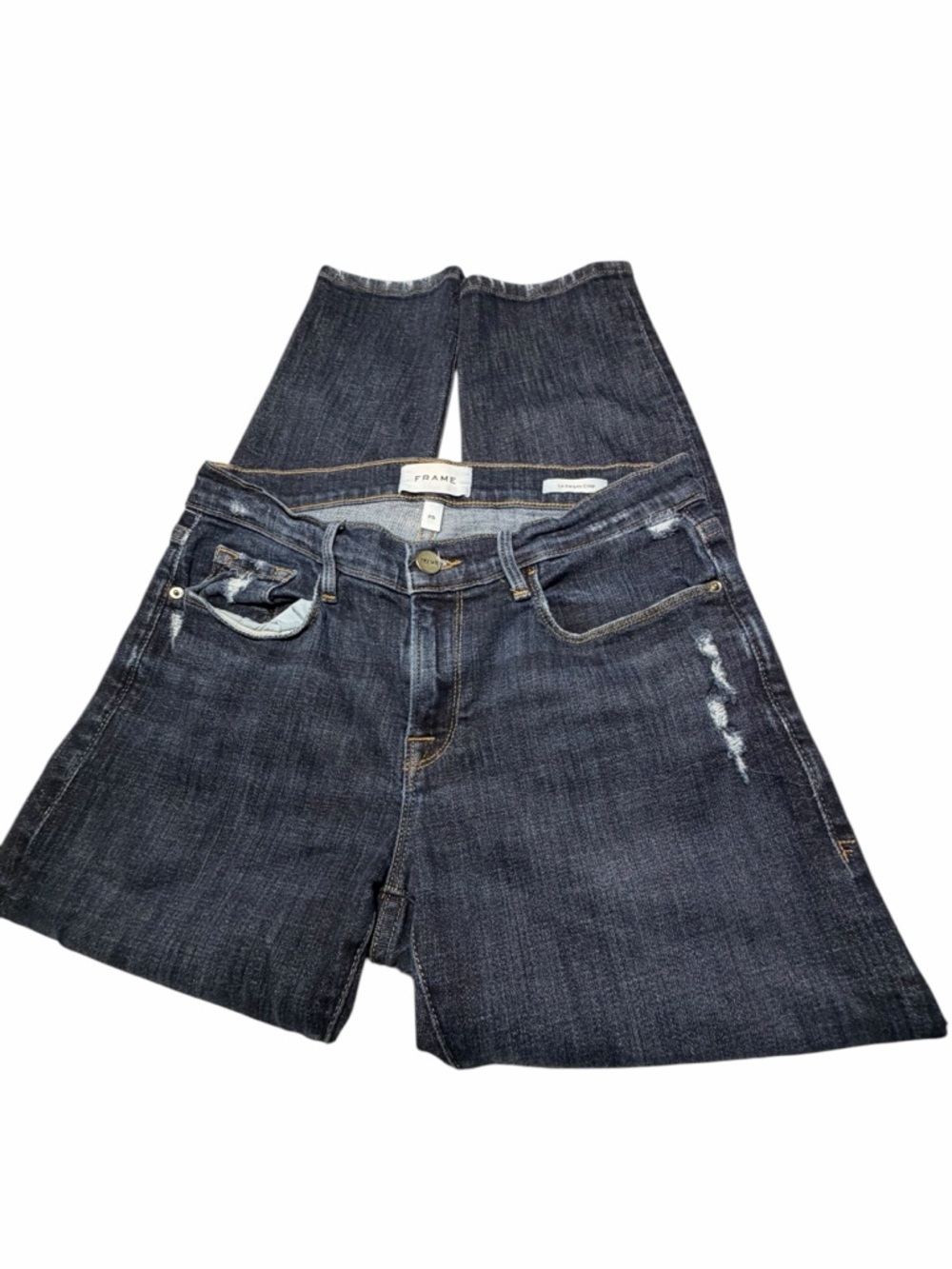 Frame Denim Le Cargon Crop Straight Jeans in Dark Wash Sz 25 - Picture 7 of 12